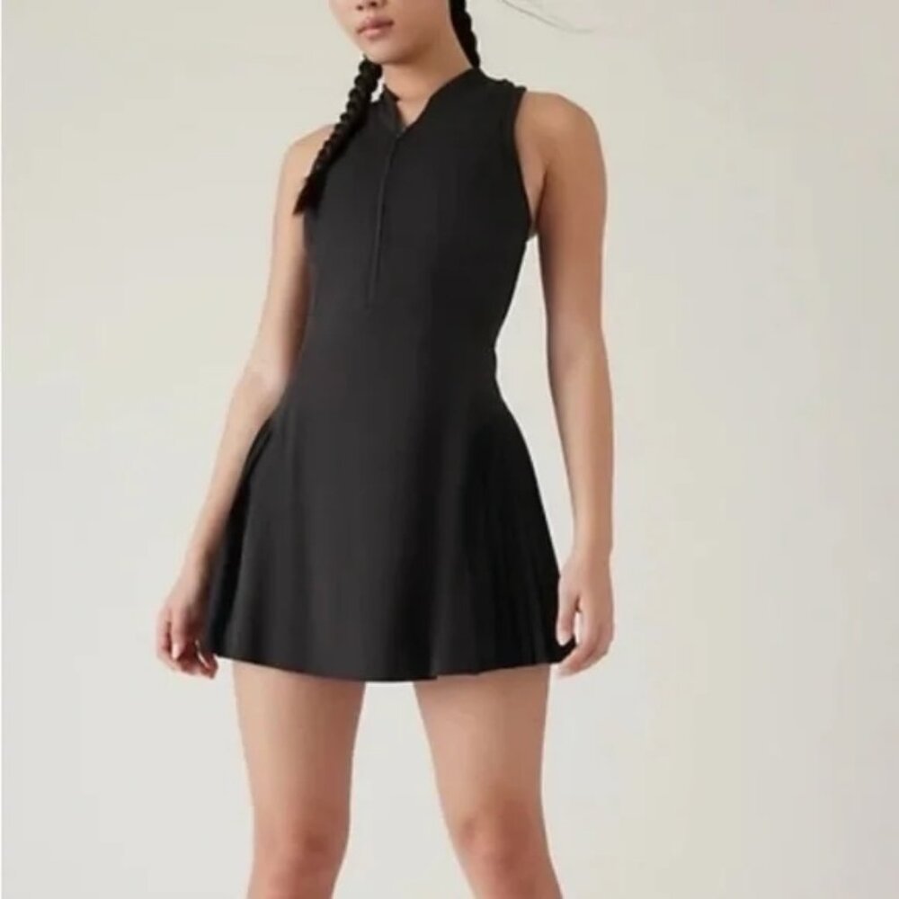 Athleta Pleated Tennis Dress Black Size Medium